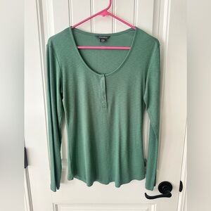 Eddie Bauer Green Henley Long Sleeve Top